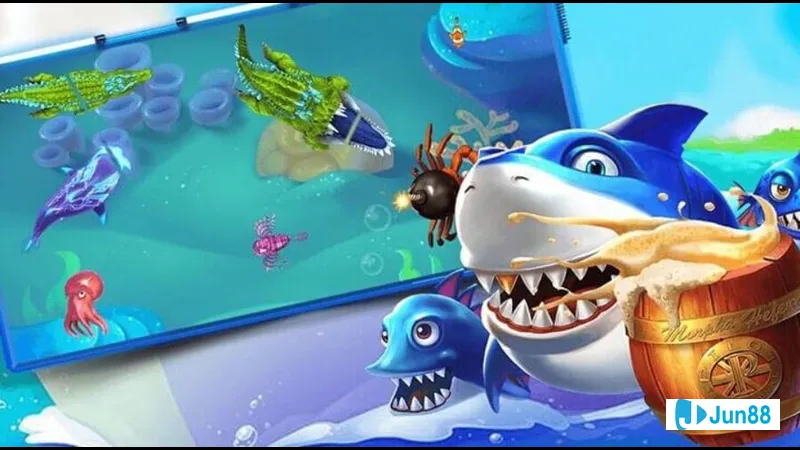 Cá đang bắn dưới nước trong ánh sáng