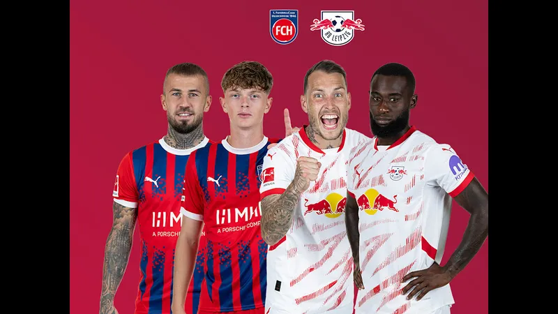 Cầu thủ Heidenheim và RB Leipzig đối đầu trên sân cỏ