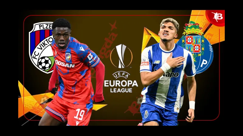 Cầu thủ Plzen và Porto đấu tranh quyết liệt trên sân cỏ