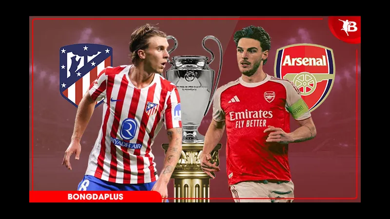 Cầu thủ Atletico Madrid và Arsenal đối đầu trên sân cỏ